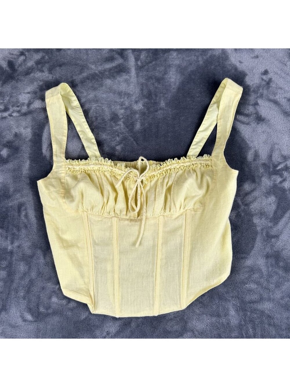 Butter Yellow Corset Layer Top Bustier Womens M Milkmaid Coquette Romantic Fairy